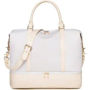 New Womens Travel Weekender Luggage Duffel Beach Bags, Beige